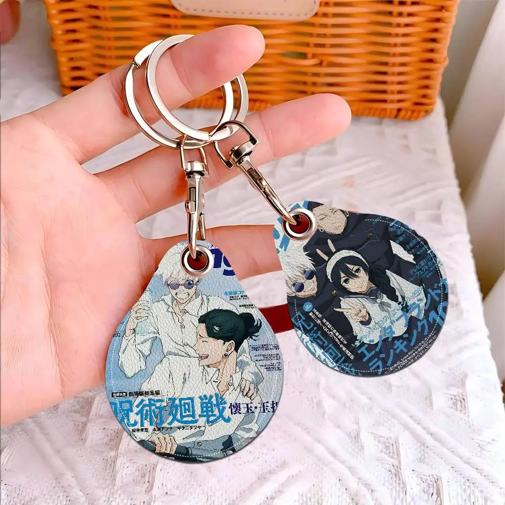 Classic Japan Anime Jujutsu Kaisen Water Drop Access Card Case Anti-lost Fingerprint-proof Card Holder Keychain Anti-fall