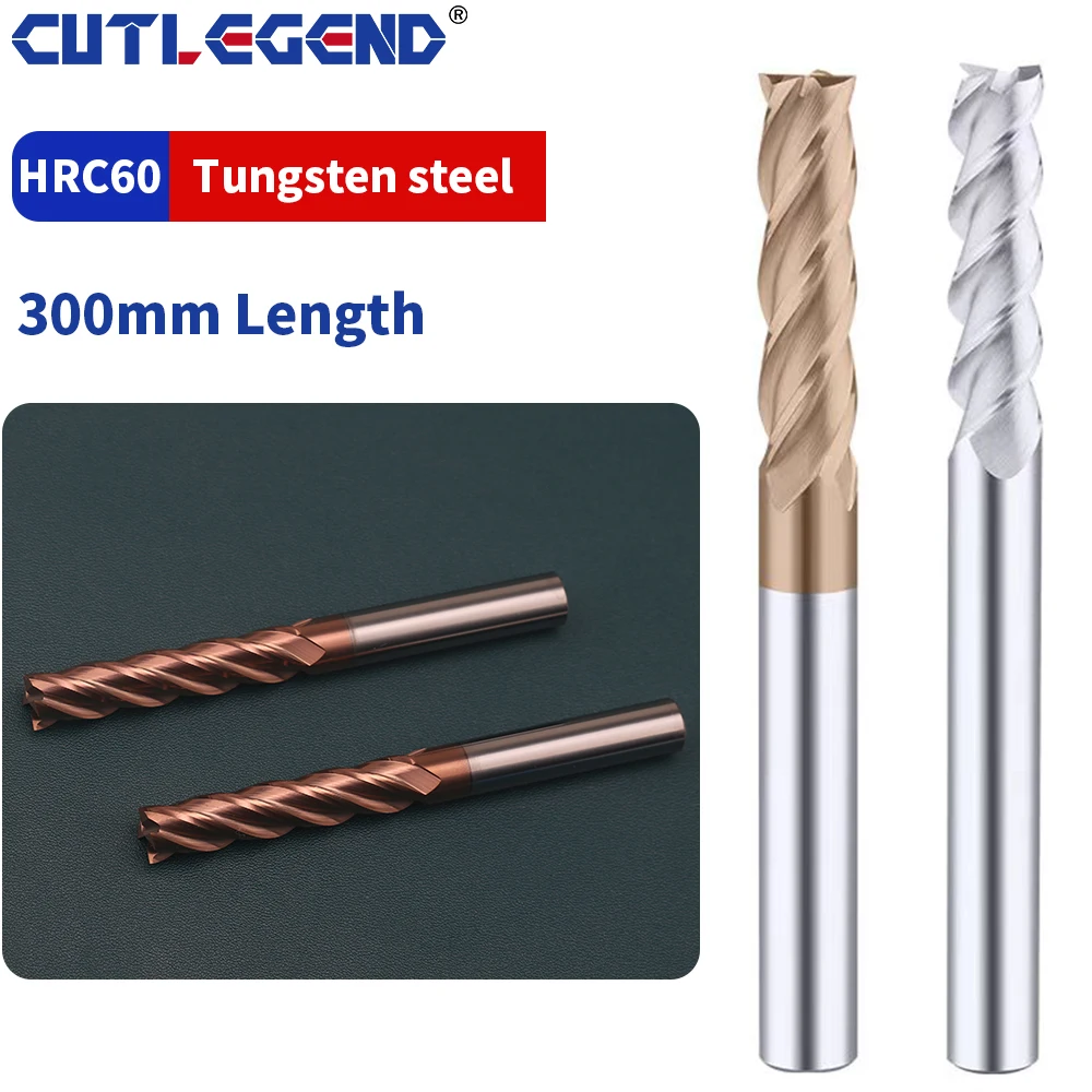 

CUTLEGEND Solid Carbide End Mill 300mm overall length CNC Milling Cutter For Aluminum Steel 16mm 20mm Diameter 150mm cut length