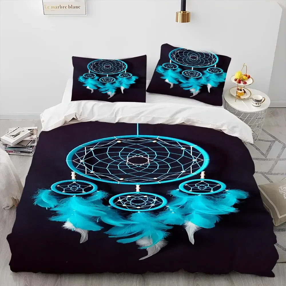 

Fashion DreamCatcher Feather Owl Comforter Bedding Set,Duvet Cover Bed Set Quilt Cover Pillowcase,King Queen Size Bedding Set