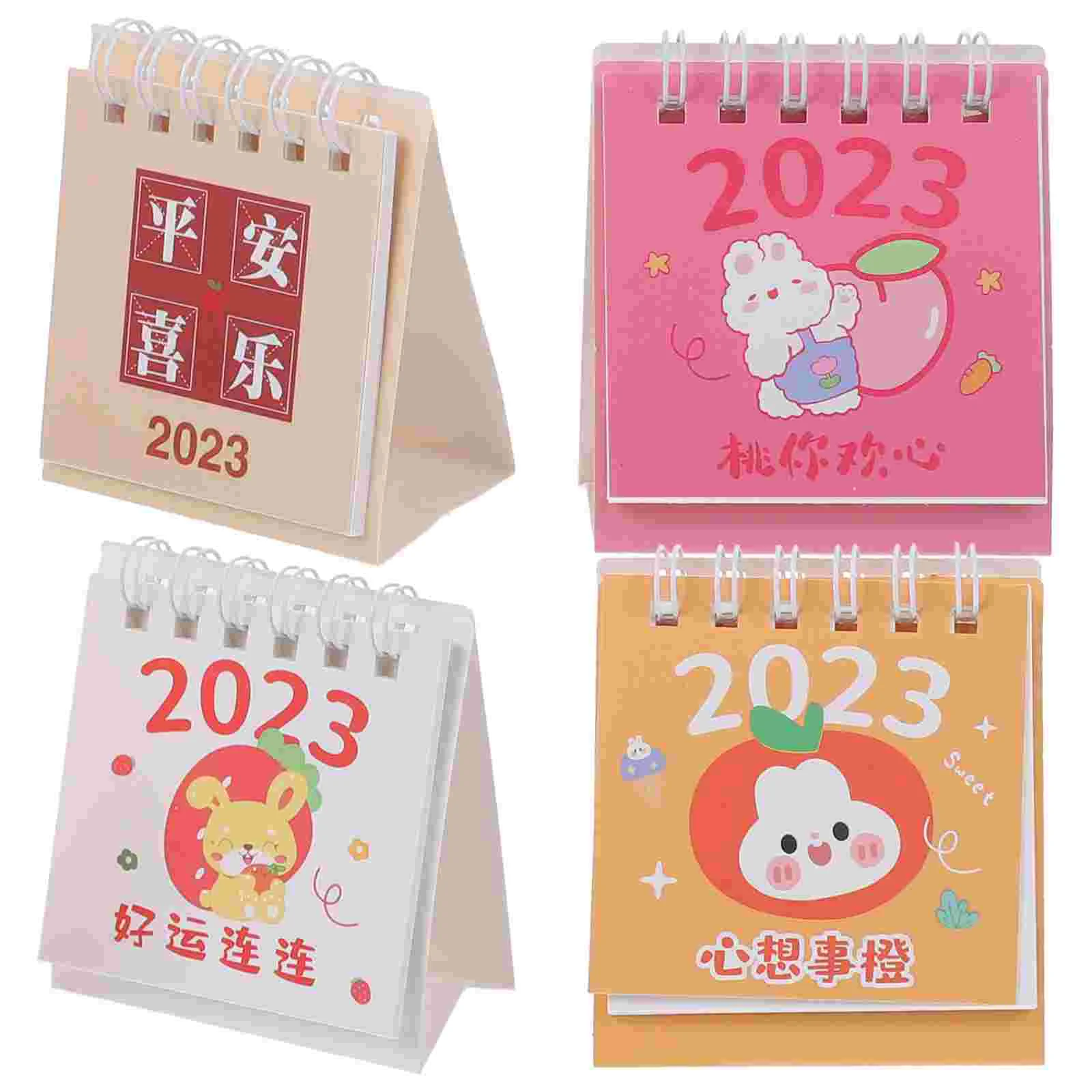 4 Pcs Christmas Desk Calendar 2023 Small Mini Spiral Pocket Calendars Decor Flipped