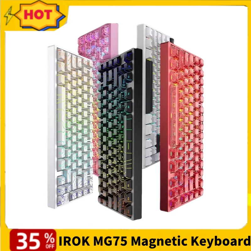 

IROK MG75 PRO Механическая клавиатура Магнитный переключатель с возможностью горячей замены Алюминий RGB 75% Прокладка Игровая клавиатура для ПК Аксессуары для геймеров