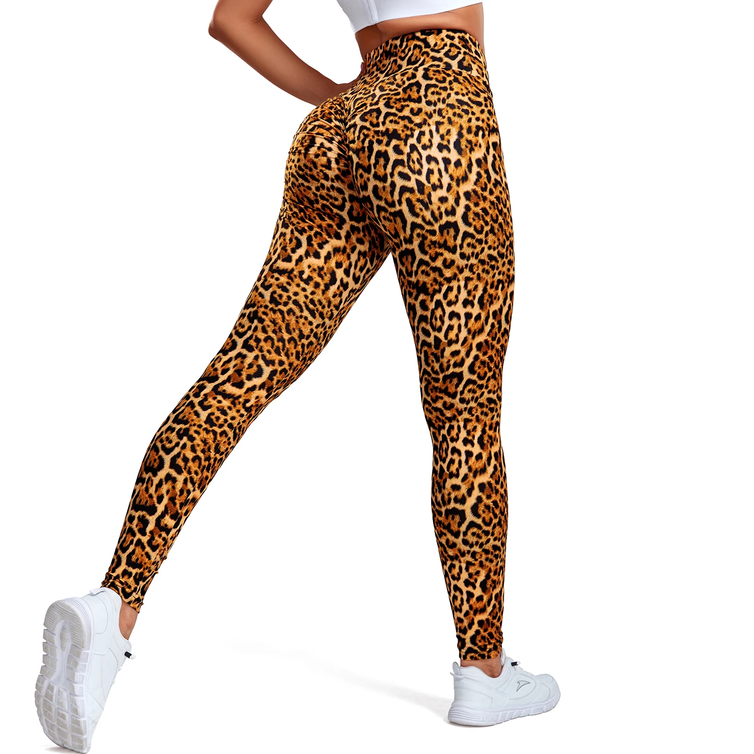 Seamless Leopard Leggings Fitness Women Butt Ruched Yoga Pants Gym Push Up Scrunch Tights High Waist Leggins Female Sportswear