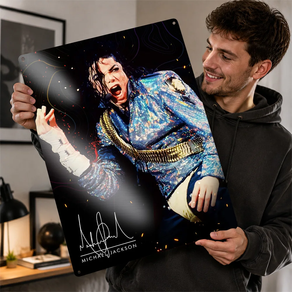 Michael Jackson Textured Poster Customized Metal Tin Sign Vivid Concert Spotlight Wall Art A Distinctive Gift For Music Lovers