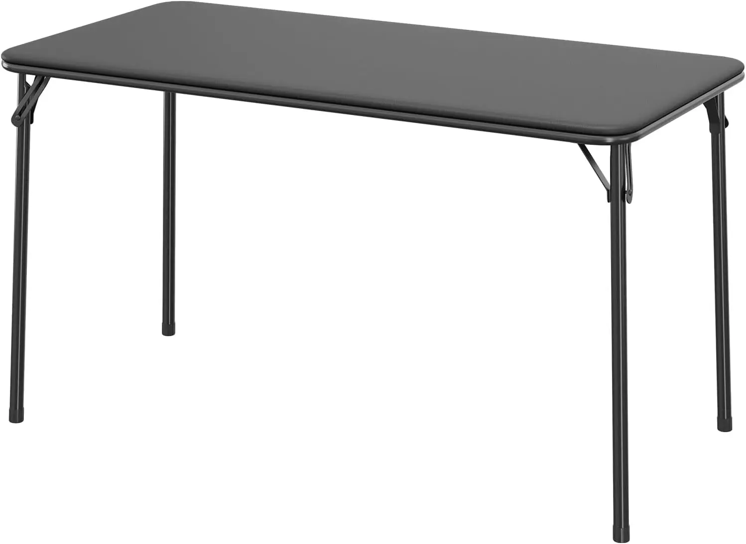 

4-Foot Folding Table with PU Leather Top, Heavy Duty Metal Legs, Portable for Indoor Outdoor Use, Black