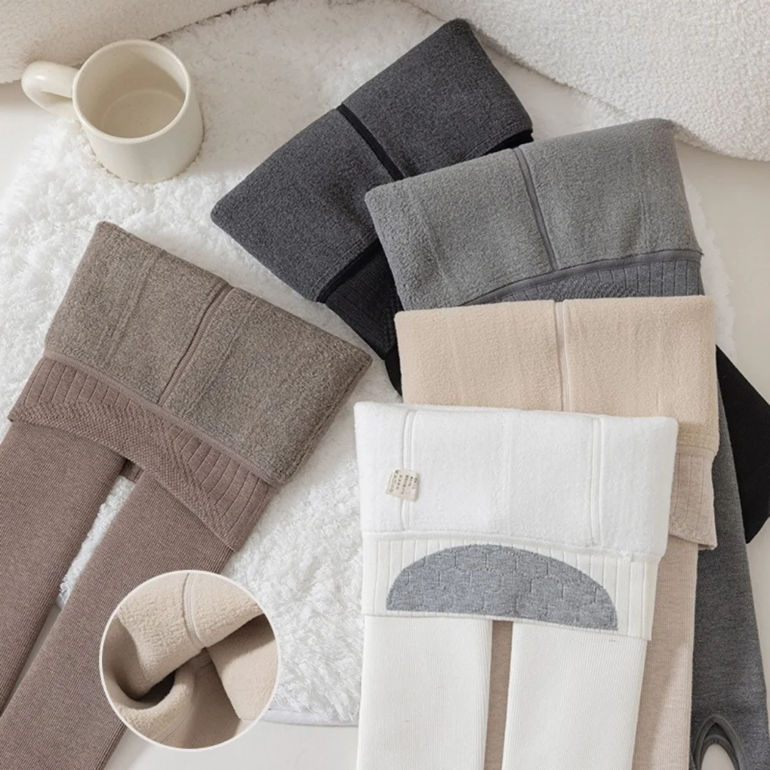 Autumn Winter Thicken Fleece Solid Girls Tights Cotton Windproof Warm Wide High Waist Kids Leggings Daily Wear Children Pants