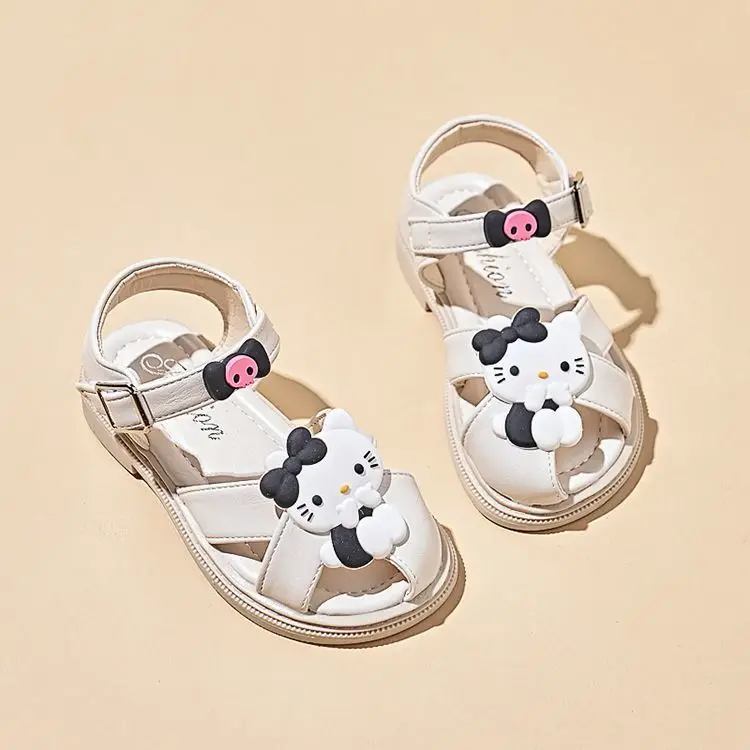 Girls' hello kitty kuromi Sandals 2024 Summer New Children's Soft Sole Princess children shoes Big Girl Beach Shoes