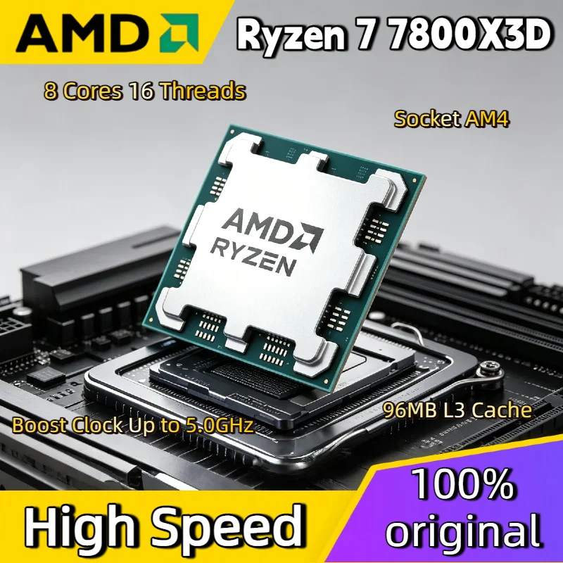 

5.0GHz AMD Ryzen 7 7800X3D 8 Core 16 Thread 5NM B650 Socket AM5 L3 96M R7 7800X3D Processor 120W DDR5 Tray No Fan Pro