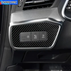 Car Headlight Control Button Panel Frame Decorative Cover Trim Stainless Steel For Audi A6 C8 2019-2022 LHD Interior Accessories
