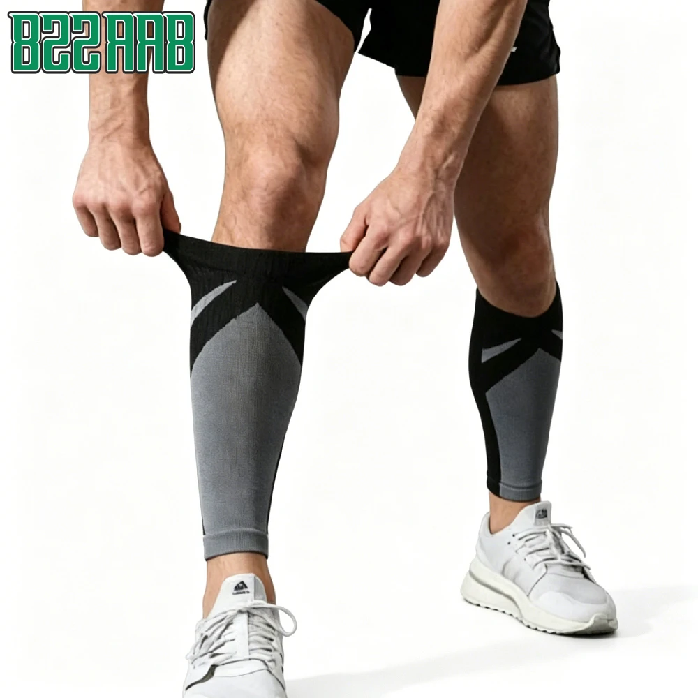 1Pair Calf Compression Sleeves, Breathable Knitted Footless Leg Support Brace, Gradual Pressure Calf Sleeve Relieve Shin Splints