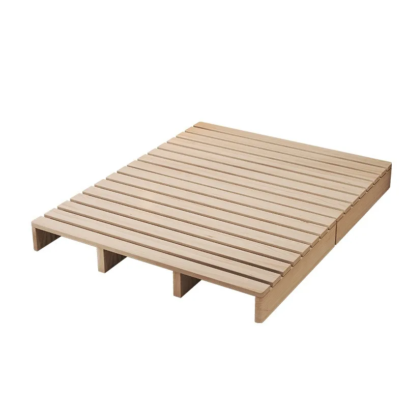 Japanese-style tatami solid wood bed without bedside bed Moisture-proof row skeleton Double floor-to-ceiling bed B & B