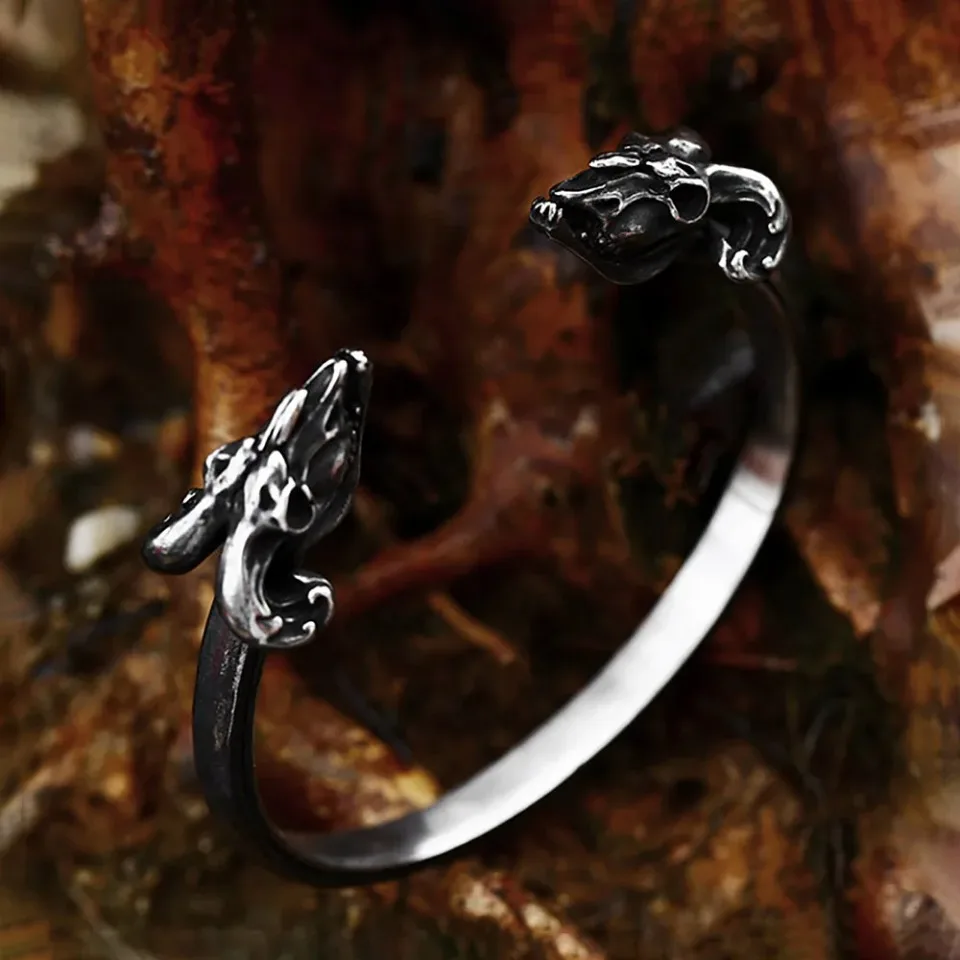 New Vintage 316L Stainless Steel Goat Skull Bracelet Gothic Biker Unique Animal Bangles For Men Fashion Jewelry Gifts Adjustable