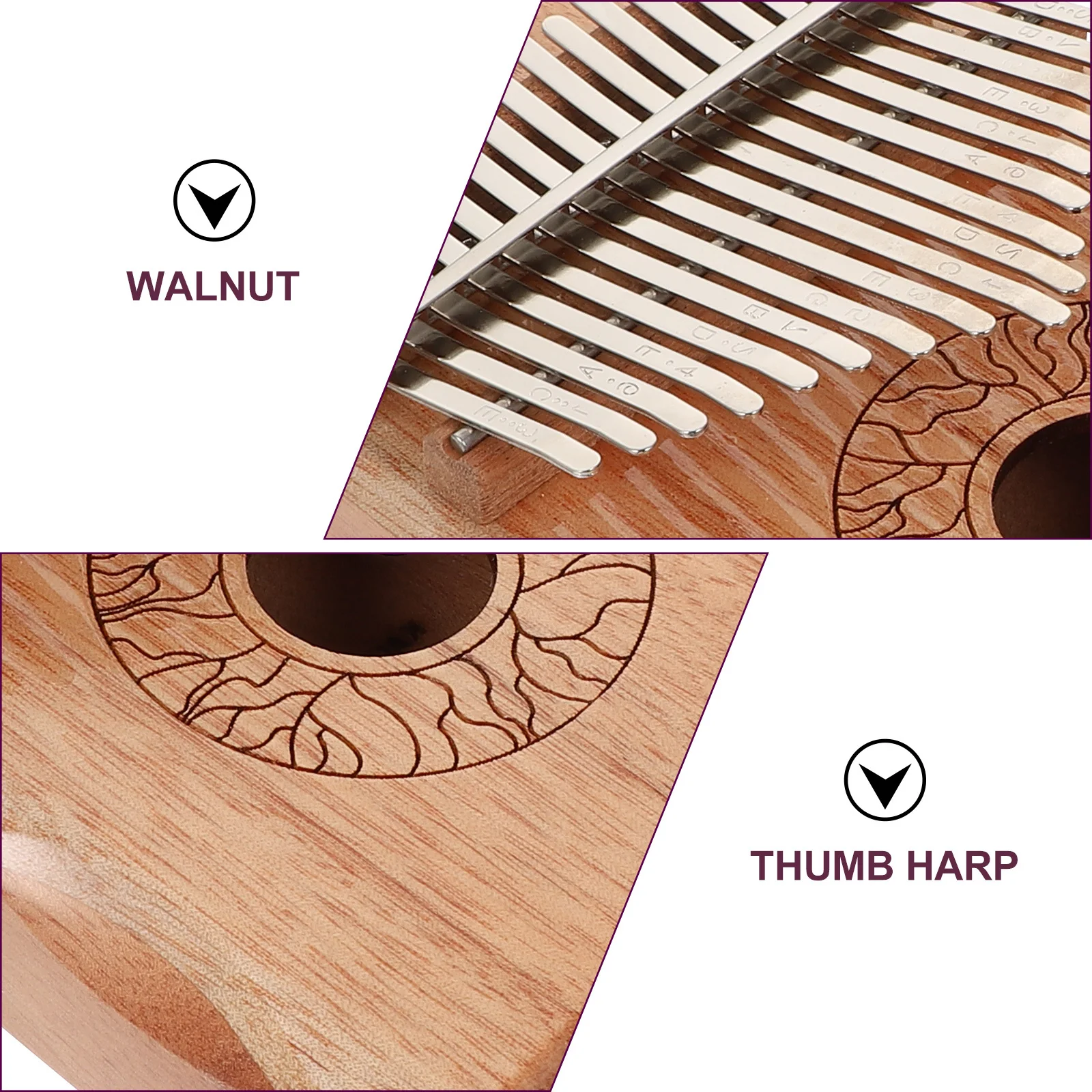 

17-Key Thumb Piano Finger Kalimba Portable Wood Color Music Instrument For Beginners Smooth Arc Design Home Practice