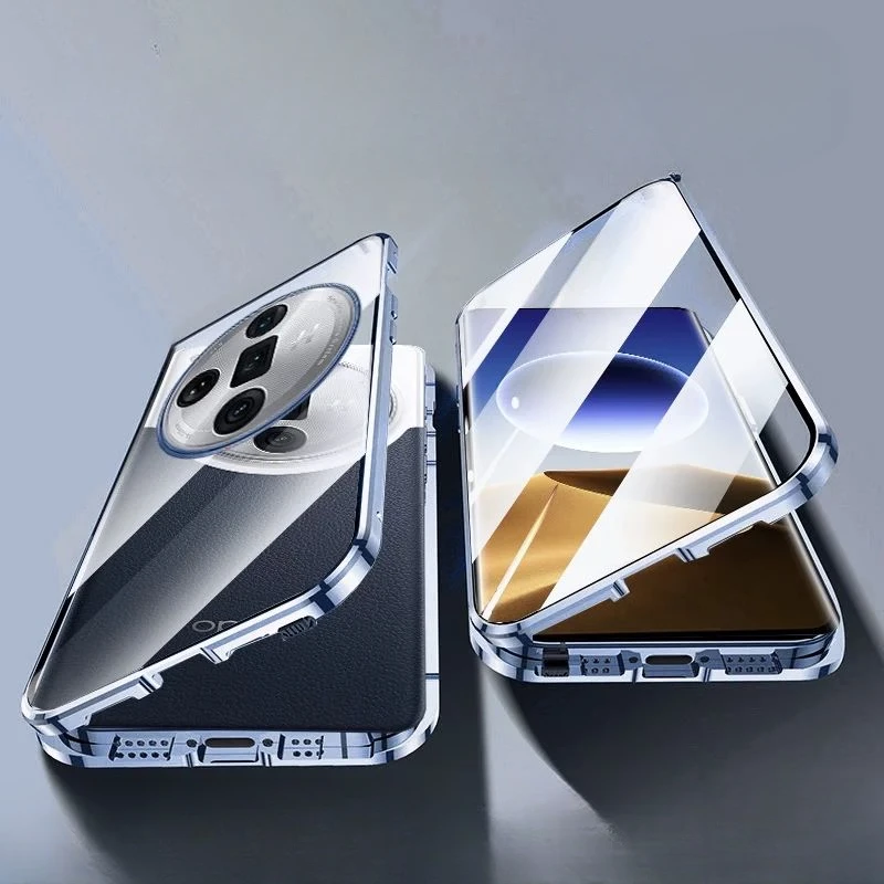 

Двусторонний стеклянный чехол для телефона OPPO Find X7 Ultra Magnetic Anti Peeping Case 360° ° Полная защита для FindX7 X7Ultra Cover