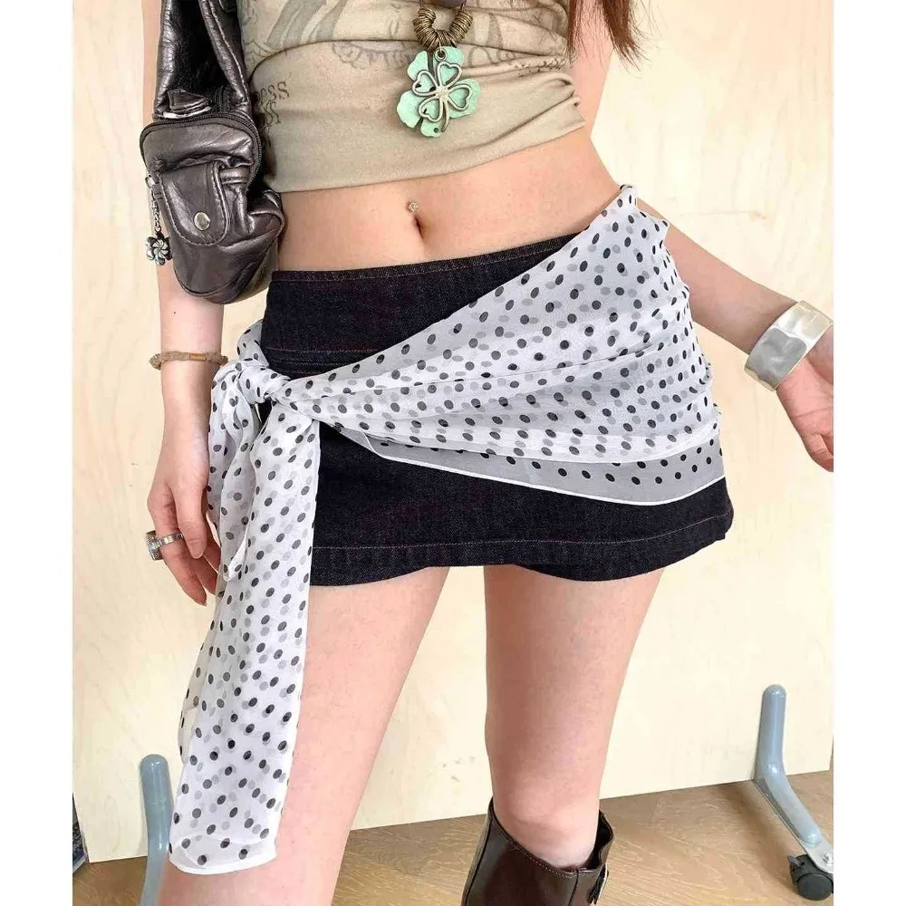 

Accessory Polka Dot Pattern Decorative Skirt Thin Fabric Lightweight Hip Scarf Versatile Waist Belt Jeans Matching