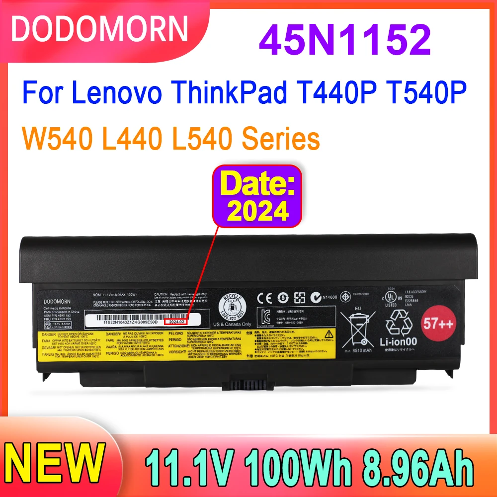 DODOMORN 45N1152 45N1153 57++ Laptop Battery For Lenovo Thinkpad W540 T540P T440P L440 L540 Series 45N1146 45N1147 45N1158 100Wh