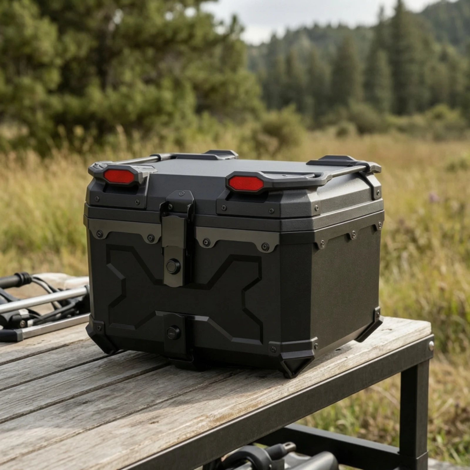 45L Motorcycle Rear Rear Box Lockable ABS Hard-Shell Touring Case with Locking Lid for Scooter Commuters, Road Trips