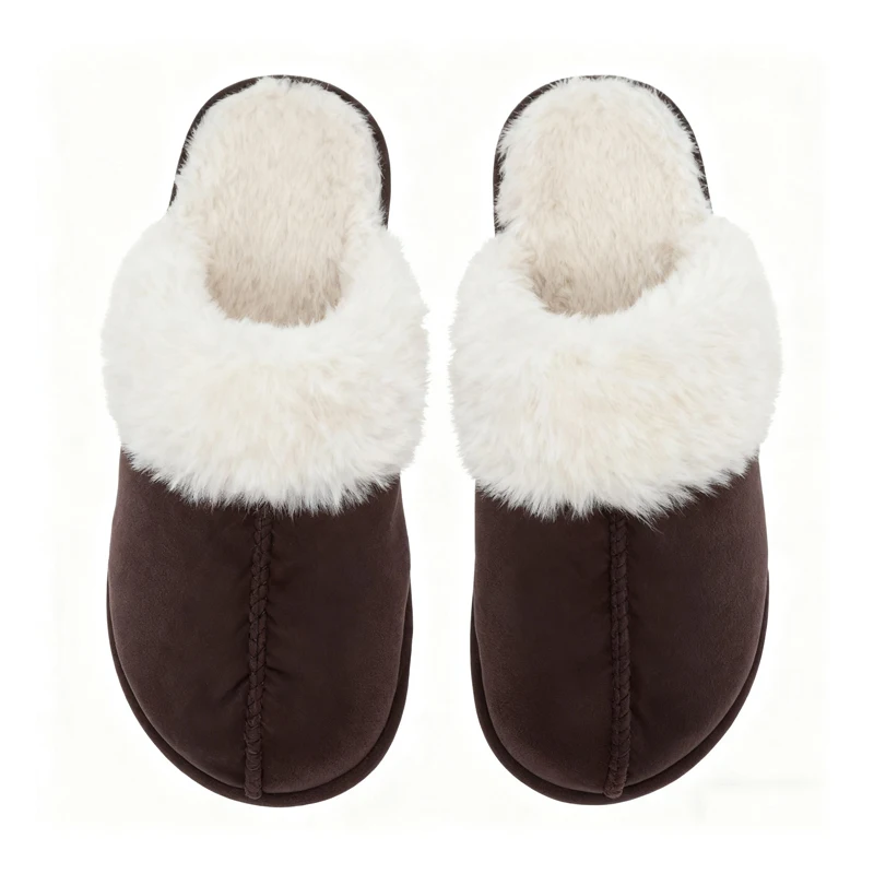 Kidmi Winter Women's Fuzzy Slippers with Memory Foam Plush Lining Non-slip House Shoes New Indoor Outdoor Furry Cotton Slippers