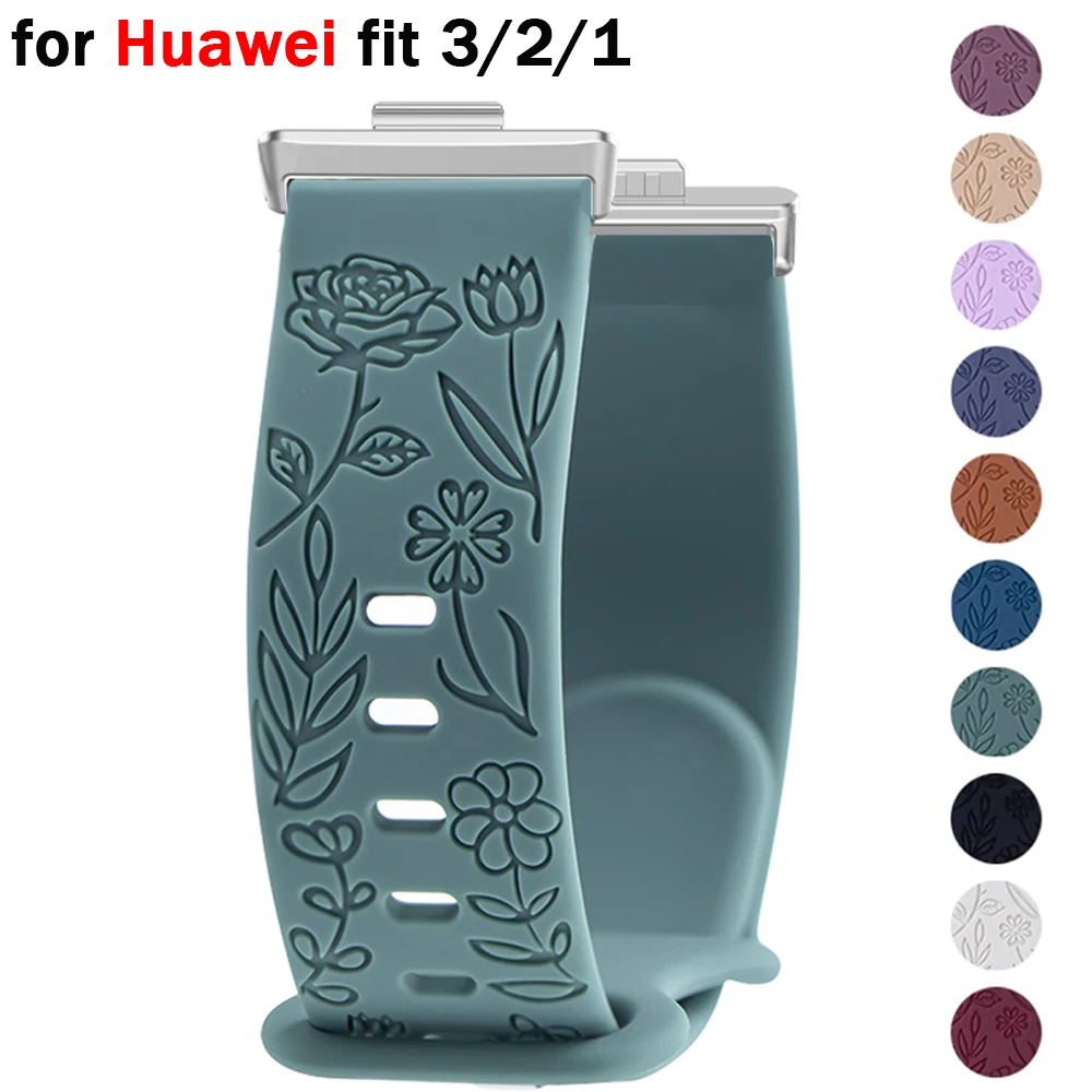 Prints Design Band For Huawei Watch Fit 3 Strap Bracelet Silicone Engraving Watchband For Huawei Watch Fit2 1 Smartwatch Correas