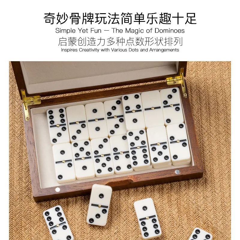 Domino Wooden Arithmetic Double Six Table Game Board Game Chess and Cards