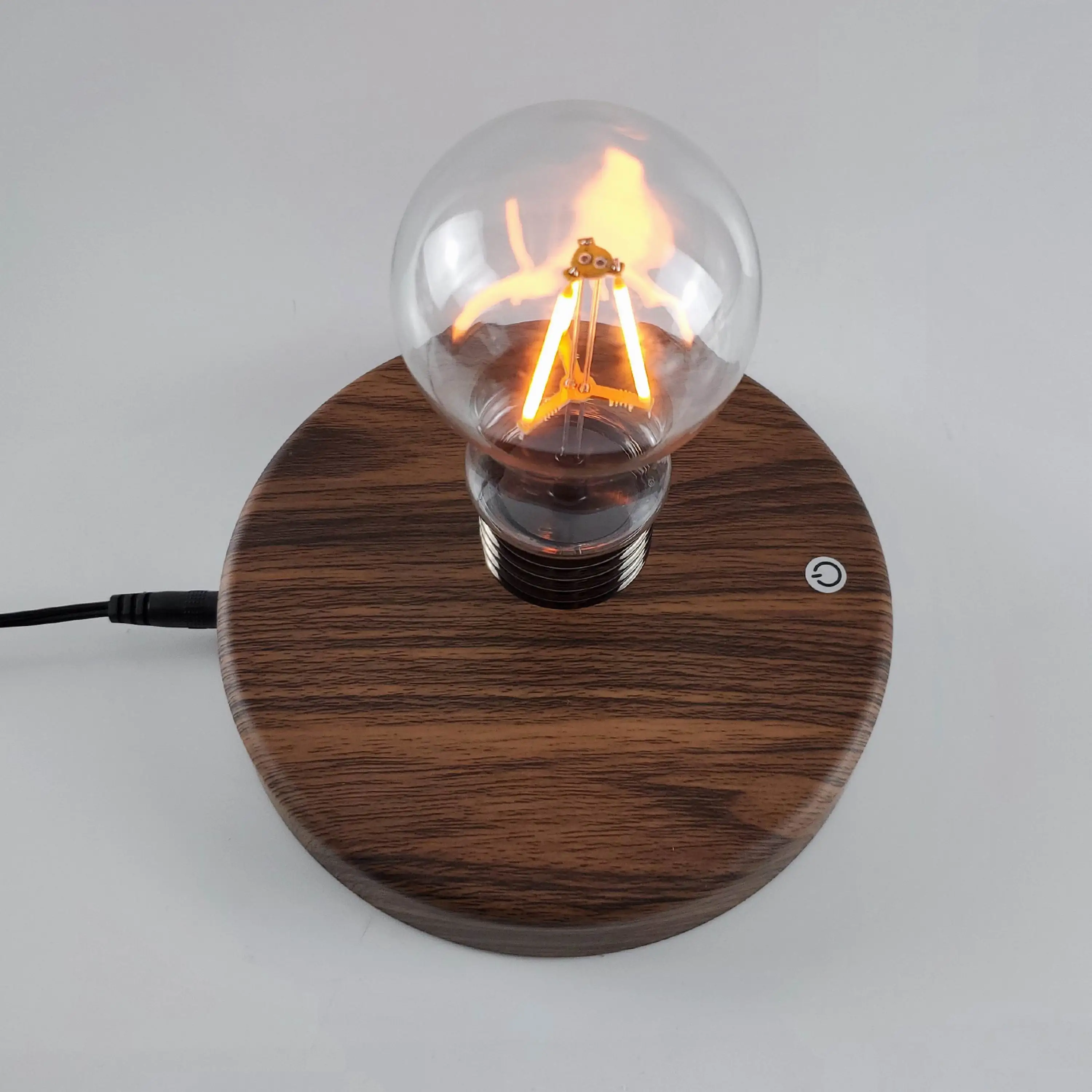 

Magnetic Levitating Light Bulb New Wooden Design Floating LED Table Lamp Rotating Home Office Decor Christmas Birthday Gift