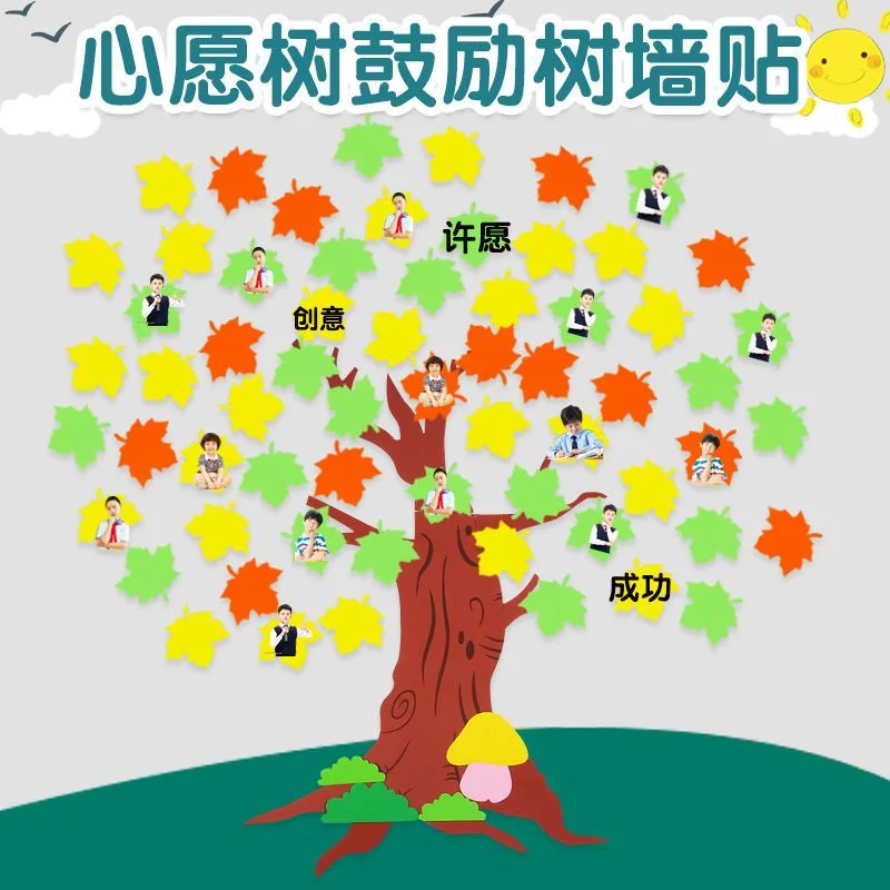 [Wish sticker] wisdom encourage tree desire layout class PE wall decoration