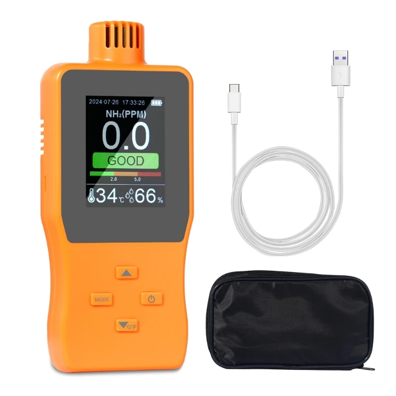 Ammonia Gas Detectors Rechargeable Ammonia Gas Monitors 0~100PPM Professional Ammonia Meter for Farm Livestock