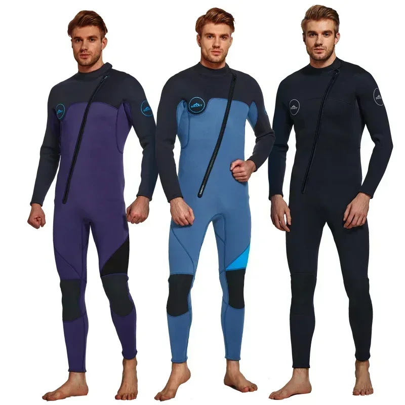 Heren 3 mm wetsuits jas lange mouw neopreen ritssluiting wetsuits eendelig springpak nat pak voor duiken surfen