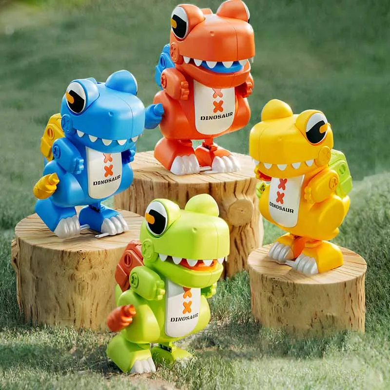 Cartoon Cute Fun Dinosaur Wind Up Walking Toy Simulation Dinosaur Animal Keychain Pendant Baby Interactive Clockwork Puzzle Toys