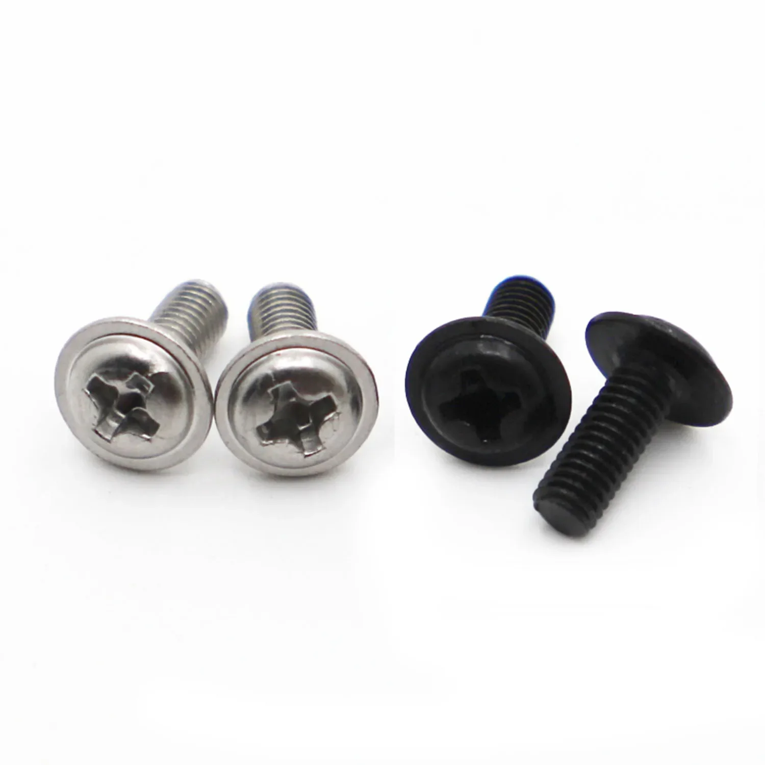 M2 M2.5 M3 M4 M5 M6 Stainless Steel / Black Steel PWM DIN967 Cross Phillips Pan Round Head With Washer Padded Collar Screw Bolts