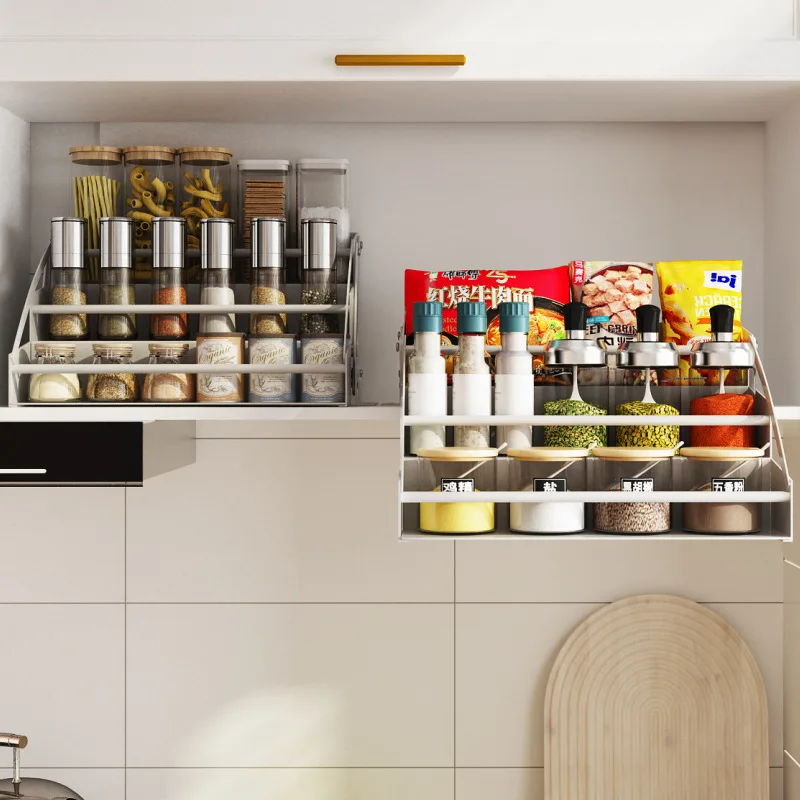 Kitchen high cabinets storage rack  lifting Pull basket  hanging cabinets pull-down shelves seasoning racks