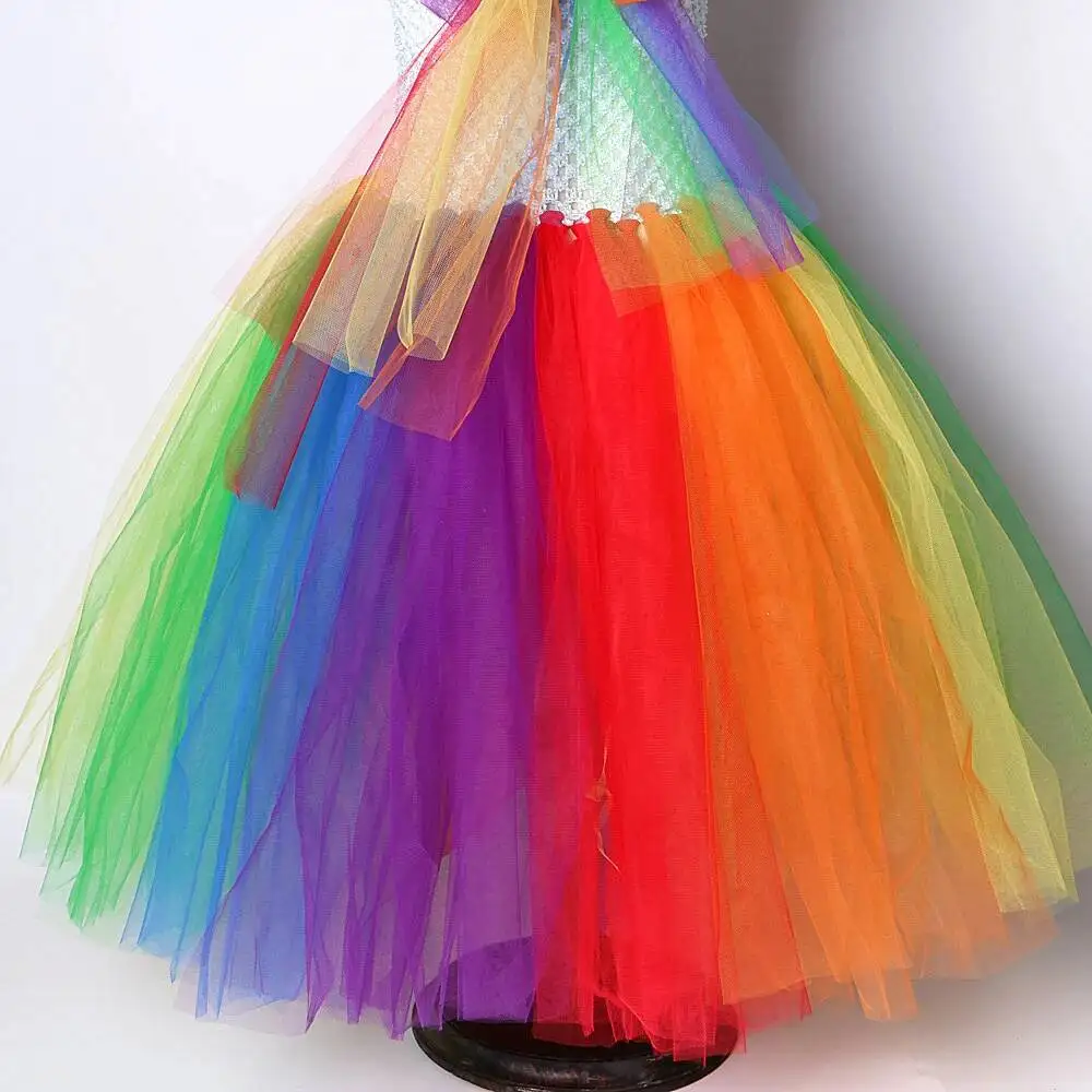 Little Girl Pony Rainbow Tutu Dress Long Kids Birthday Dresses for Girls Princess New Year Costume Christmas Children Clothes