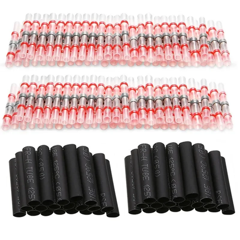 100/150Pcs Heat Shrink Wire Connectors Solder Sleeves Waterproof Fast Butt Terminals Soldering Connector Shrinking Tube