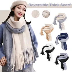 2024 Solid Thick Cashmere Scarf for Women Large Wool Blanket Pashmina Winter Warm Shawl Wraps Bufanda Female With Tassel Scarves