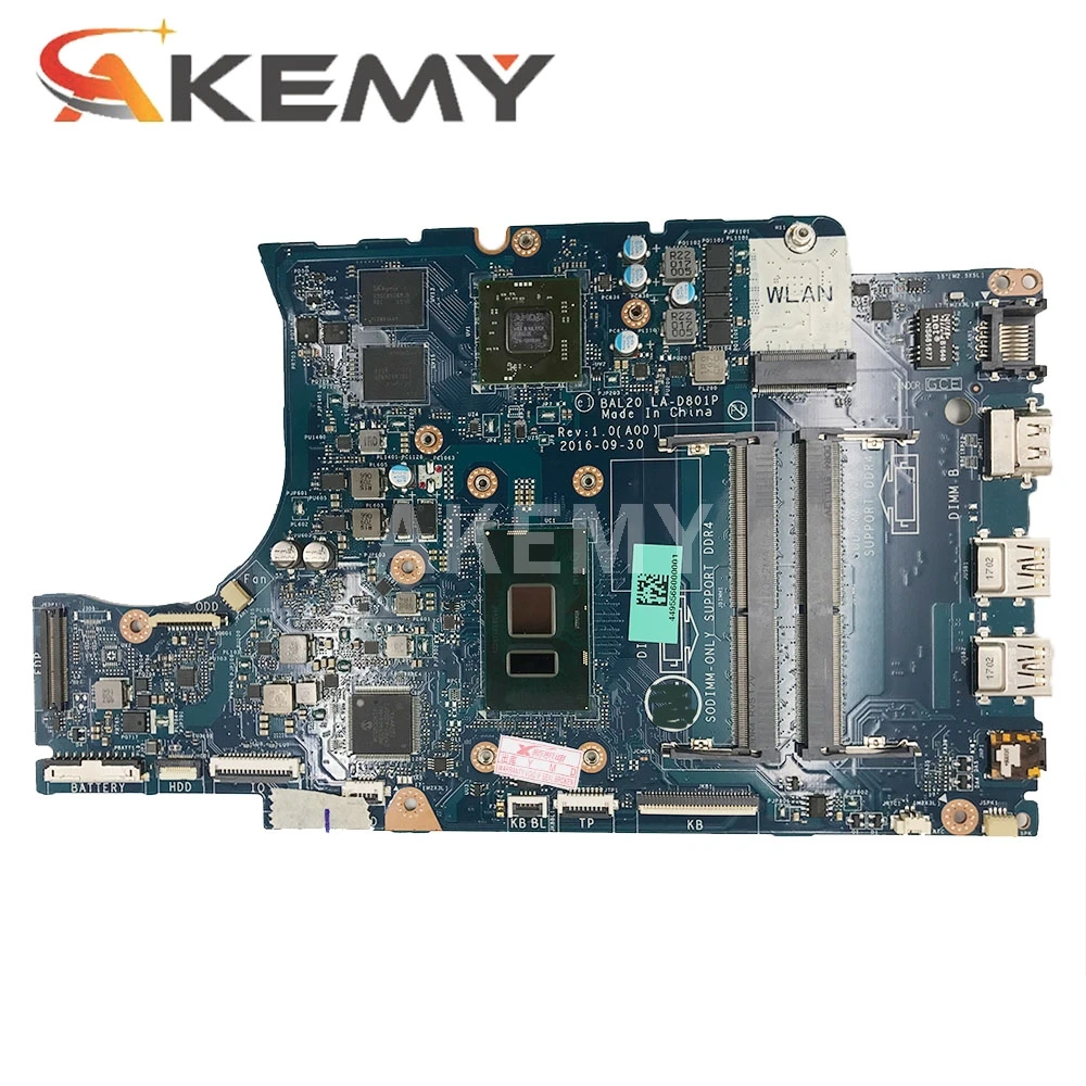Para dell inspiron 15 5567 17 5767 mainboard CN-0KFWK9 0kfwk9 bal20 LA-D801P i5/I7-7500U + r7 m440 4gb placa-mãe do portátil