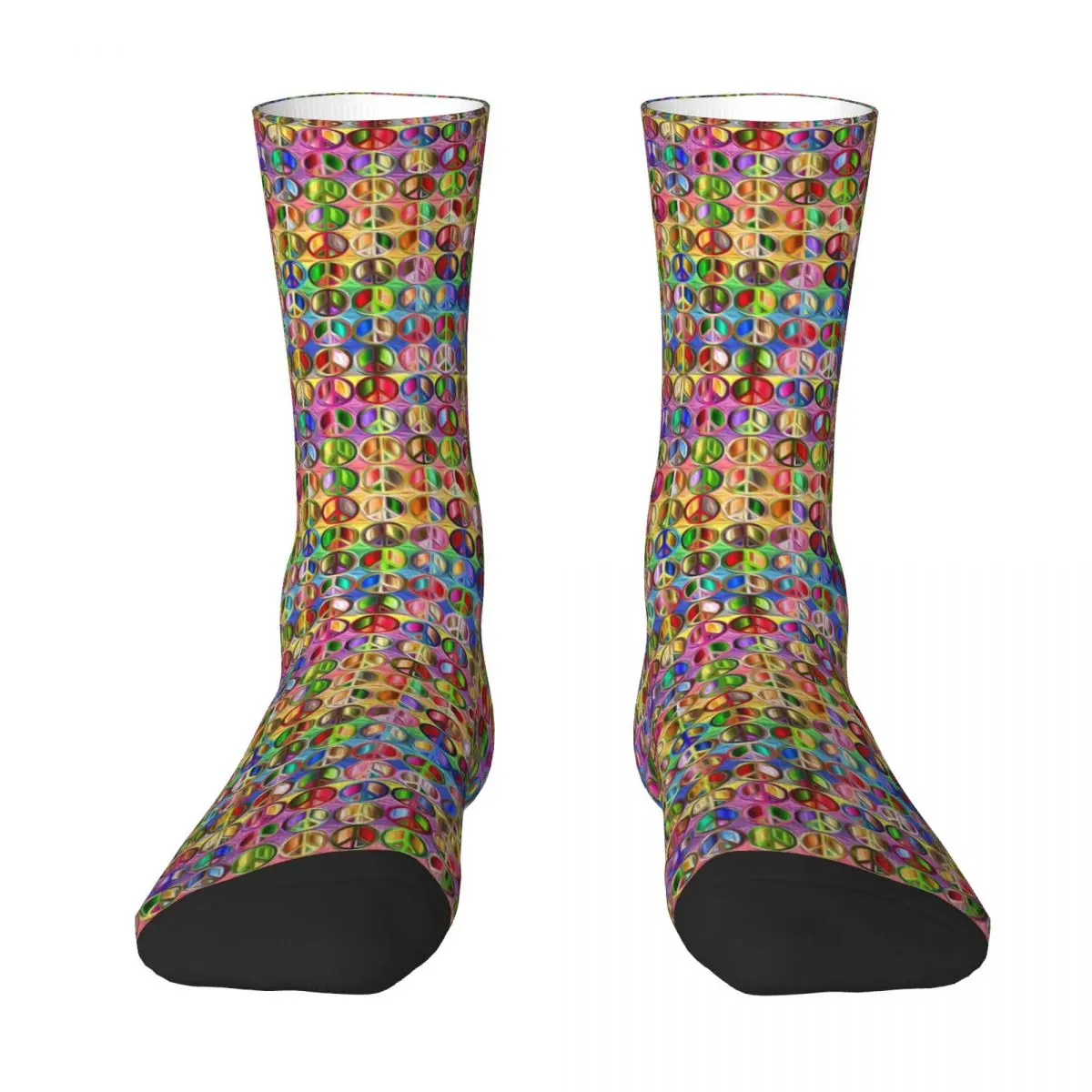 Peace Sign Socks Autumn Colorful Print Stockings Fashion Unisex Quality Socks Custom Outdoor Sports Anti-Slip Socks