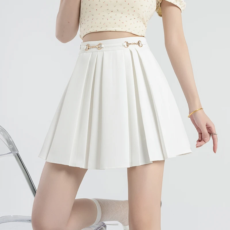 

White Women Pleated Skirts spring Summer High Waist Zipper Girls Dancing JK Mini Skirts Black Fashion Student A Line Faldas 2024