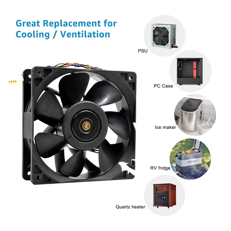 KZ12038B012X 12V 2.8A 6000RPM 210.38CFM 12Cm Case Cooling Fan For Whatsminer M3 M3X DC Cooling Fan