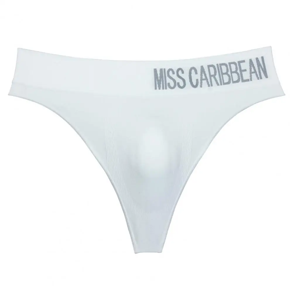 Men Sexy Briefs 3D Convex Pouch Thong Letter Print High Waist Briefs Ultra Thin Breathable Sport Underwear Triangle Pant Panties