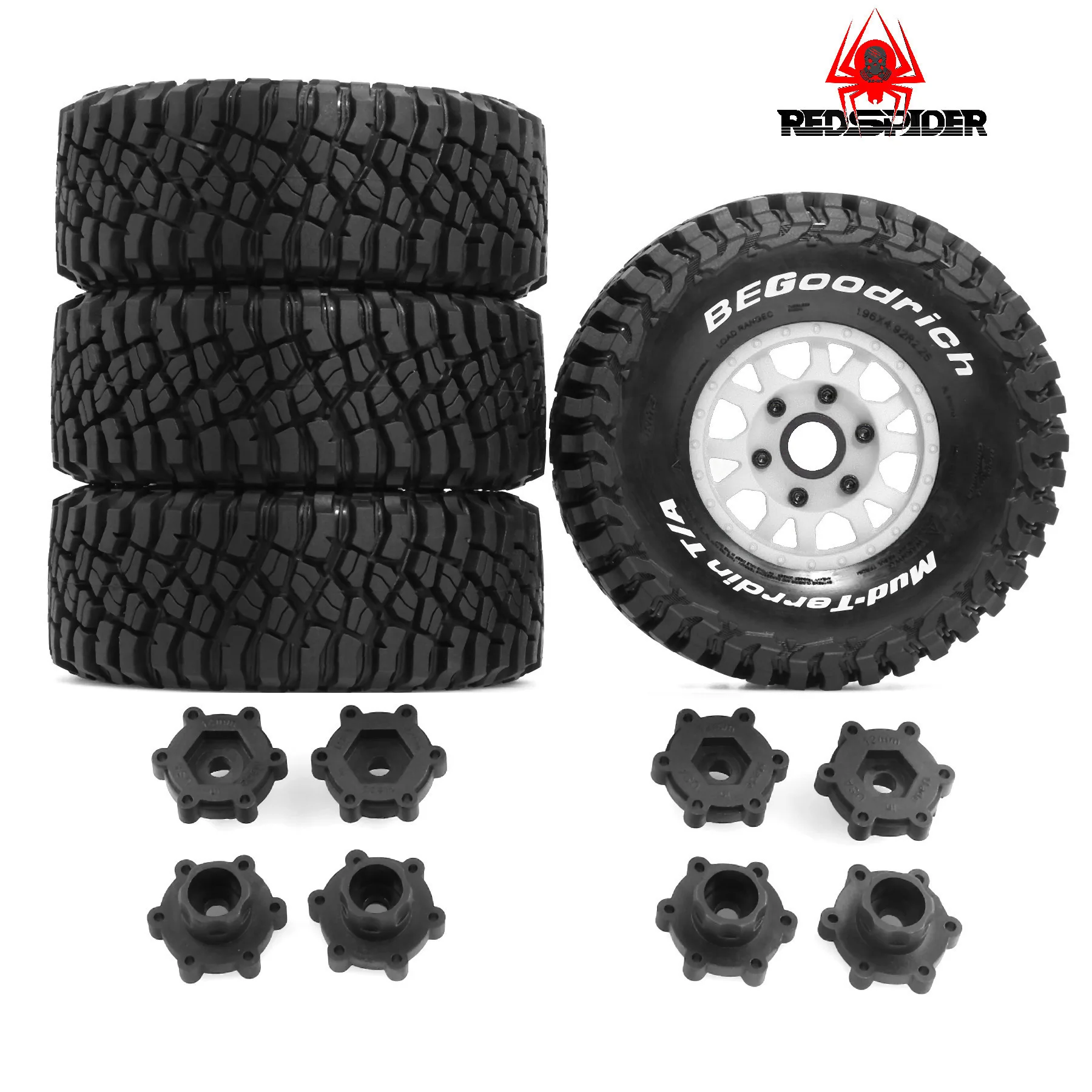 4 قطعة 126 مللي متر 1/7 الإطارات 1/8 الإطارات إطار شاحنة قصيرة 12 مللي متر 14 مللي متر 17 مللي متر عجلة عرافة ل TRAXXAS Mojave 4s باجا ESC8 محور عجلات RC سيارة