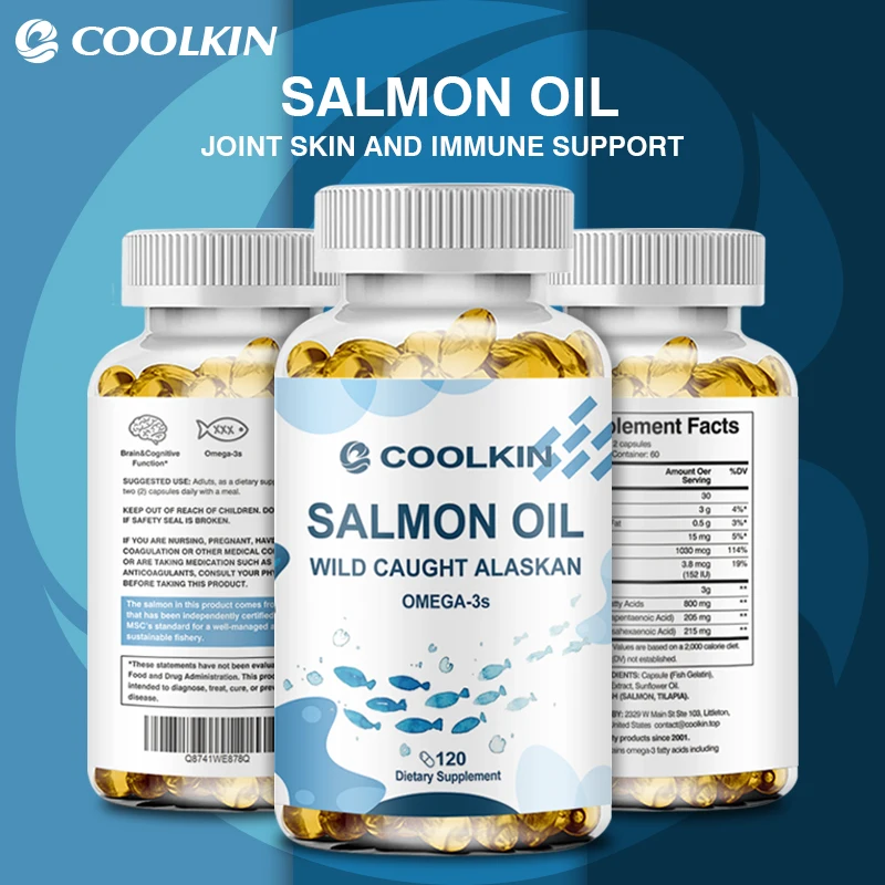 

Salmon Oil Supplement - Contains Omega-3, EPA, DHA and Vitamin D for Brain and Heart HealthCapsule