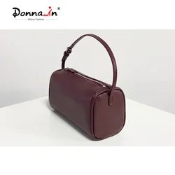 Donna-in Calfskin Top Handle Bag Real Leather Handbag for Women High Quality Luxury Pen Container Bags Female