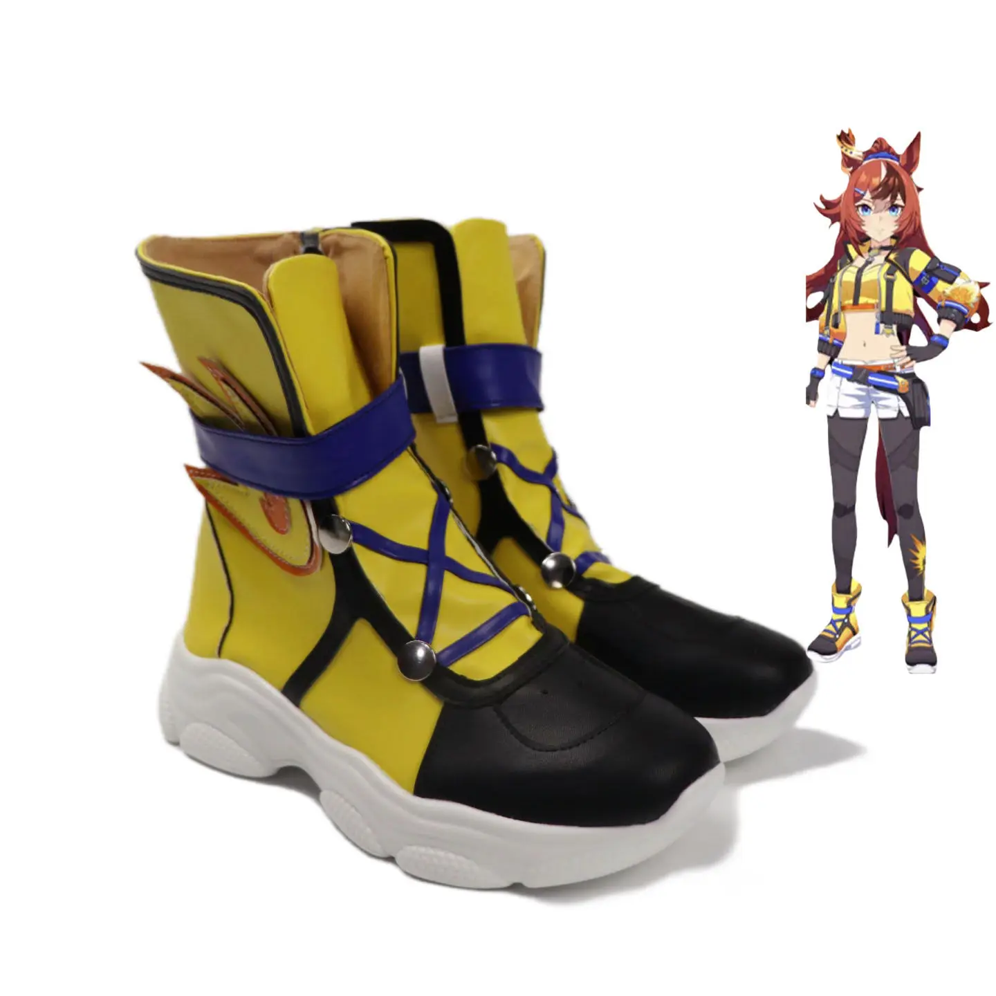 Zapatos de Cosplay de Umamusume: Pretty Derby Cinderella Gray Folkqueen, Color Amarillo, para Mujer, Lindos, para Carnaval