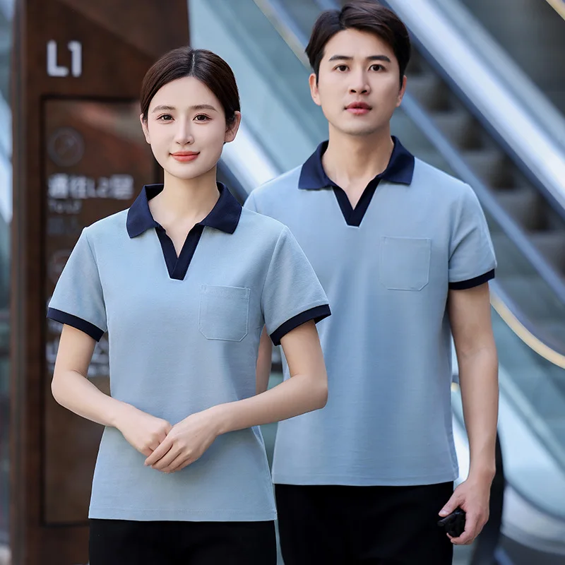 Schoonmaken Tante Werkuniform Korte mouw Zomer Comfortabel Ademend Reinigingskleding Eigendom Gastenkamer Schoonmaakpersoneel Unifo