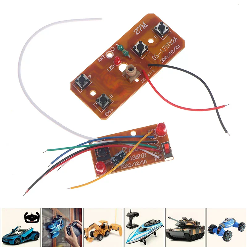 Quality 4CH RC Remote Control 27MHz Circuit PCB Transmitter + Receiver Board For RC Car Remote Control Toys Parts High