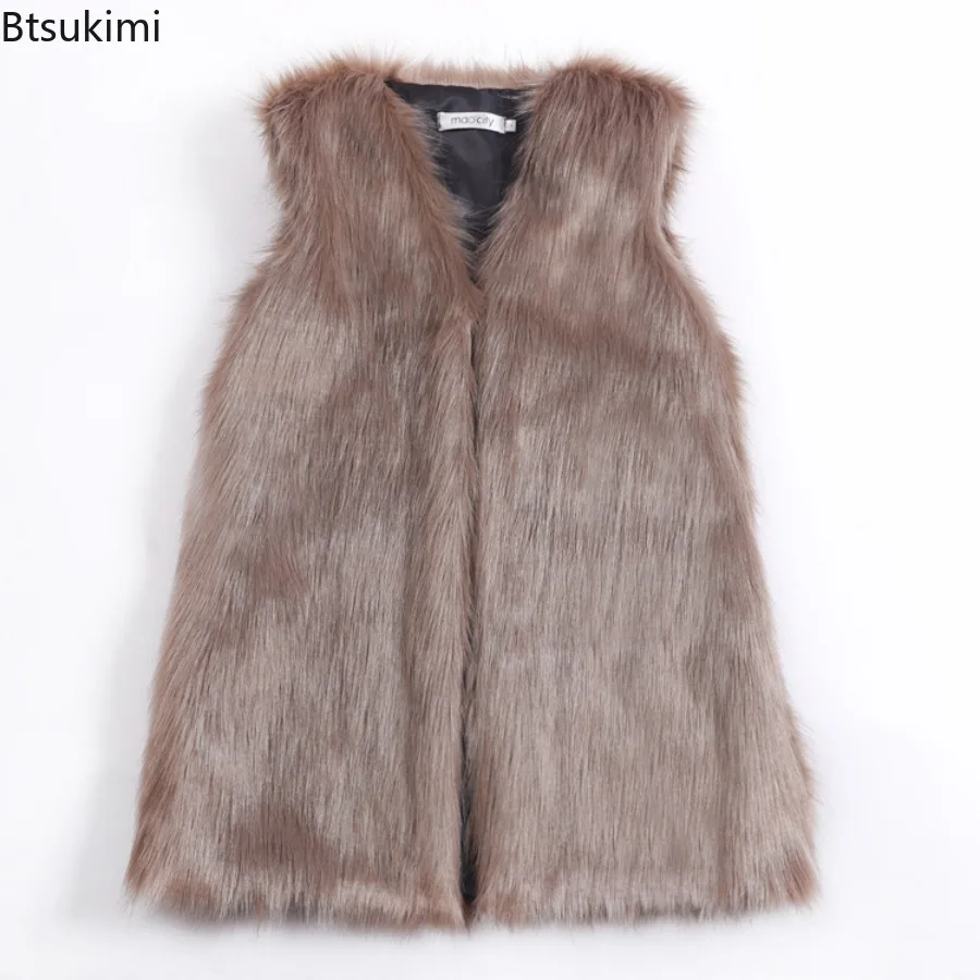 New Women's Fur Vest Luxury Fashion Waistcoat Faux Fox Fur Overcoat Winter Thickened Warm Sleeveless Jackets Ladies Outwear Tops