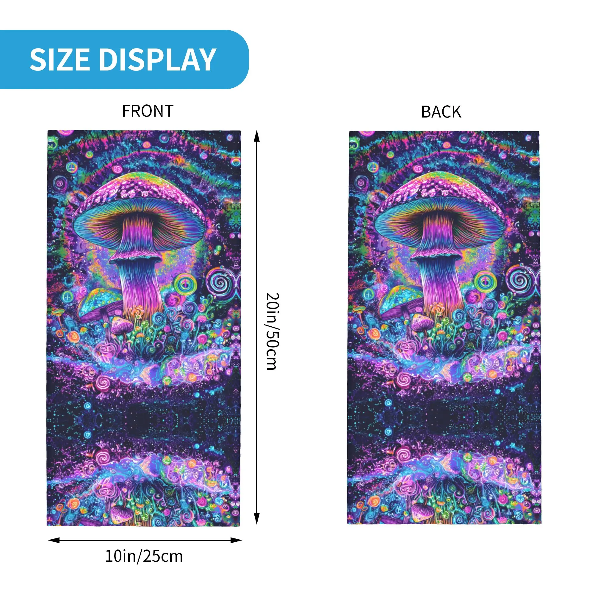 Magic Mushroom Bandana Winter Neck Warmer Windproof Wrap Face Scarf for Hiking Psychedelic Neon Pattern Cartoon Gaiter Headband