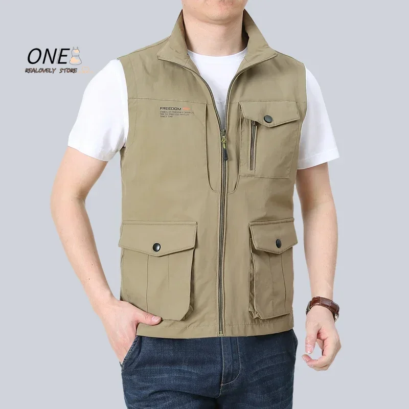 

Men's Windproof Cardigan Coats Spring Fishing Stand-up Collar Multi-pocket Sleeveless Jacket Hunting Thermal Vest Clothing
