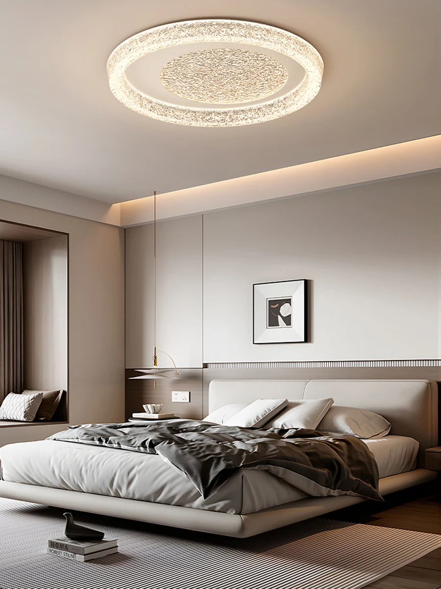 2025 Model Eye-Caring Ceiling Light - Round with Ice Crack Pattern, Modern Style, Premium Texture, Ideal for Home Use