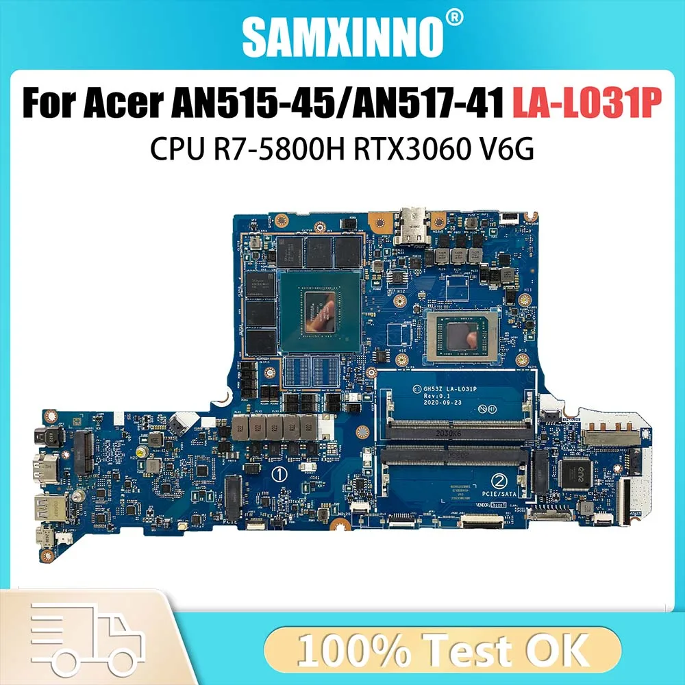 GH53Z LA-L031P Mainboard For Acer Nitro 5 AN515-45 AN517-41 Laptop Motherboard NB.QBC11.002 With R7-5800H CPU RTX3060 V6G