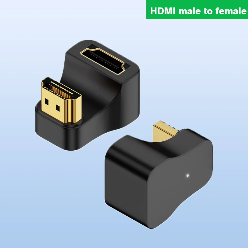 U-shaped HDMI Male To HDMI Female Adapter Supports UHD2.1 High-definition 8K Illuminated  HDMI Adapter 180 Degree U Elbow